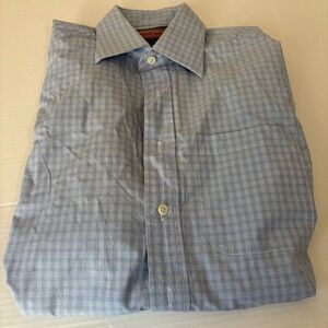 VINEYARD VINES Men's Blue Checkered Long Sleeve Dress Shirt